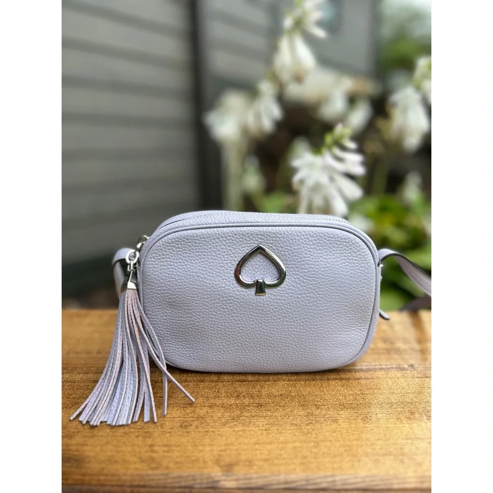 Kate Spade NY Kourtney Camera Crossbody Frozen Lilac Pebbled Leather Tassel Bag